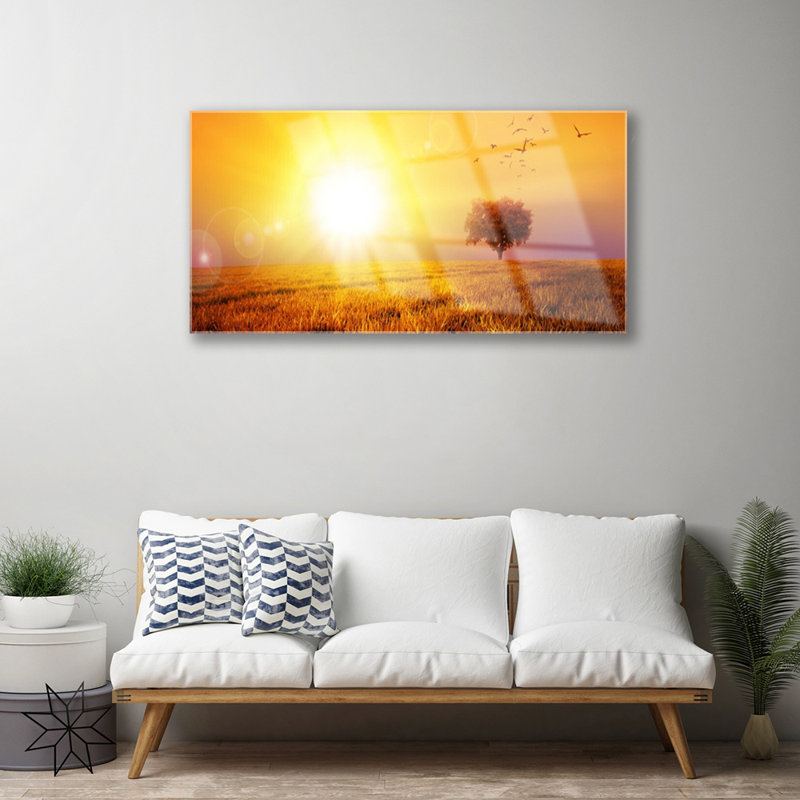 Landscape Sun Meadow - Unframed Photograph on Glass