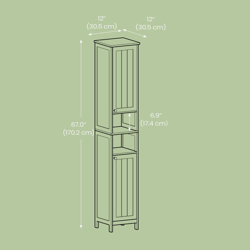 Armoire de rangement avec lumières Evadean, Blanc, H 67 po x l 12 po x P 12 po