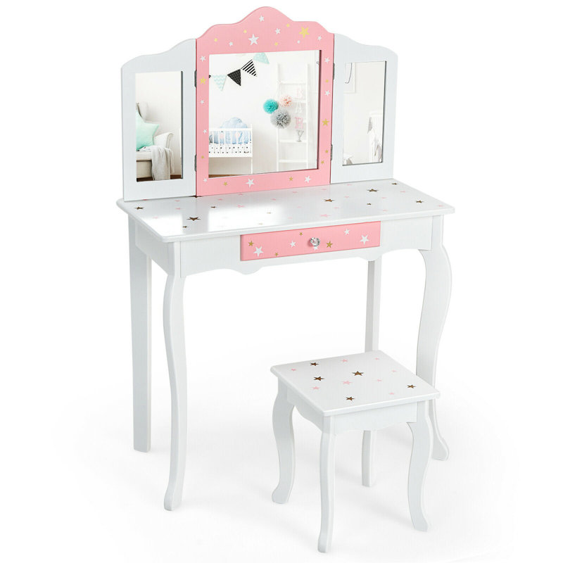 McMillan Kids Vanity Set with Mirror, White