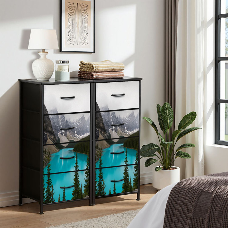 Commode pour commode de chambre à coucher pour commode Moraine Lake Commode et commode en tissu avec 4 tiroirs