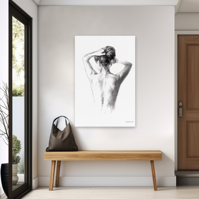 Art féminin noir et noir et blanc, H 60 po x l 40 po