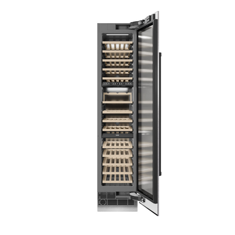 ZLINE Autograph Edition 18 in. 9.0 cu. ft. Triple Zone 68 Bottle Hinge Column Wine Cooler in Satin Stainless Steel with Accents