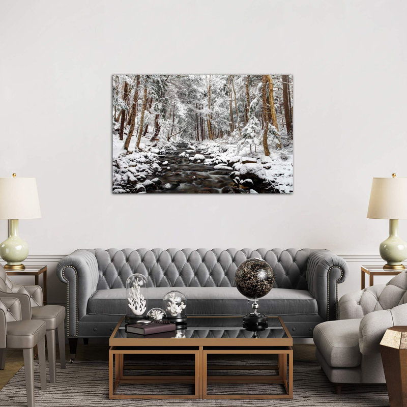 Stream In Winter, Nova Scotia, Canada - Horizontal by Scott Leslie - Wrapped Canvas Print