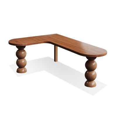 Brown L-Shaped Solid Wood desk
