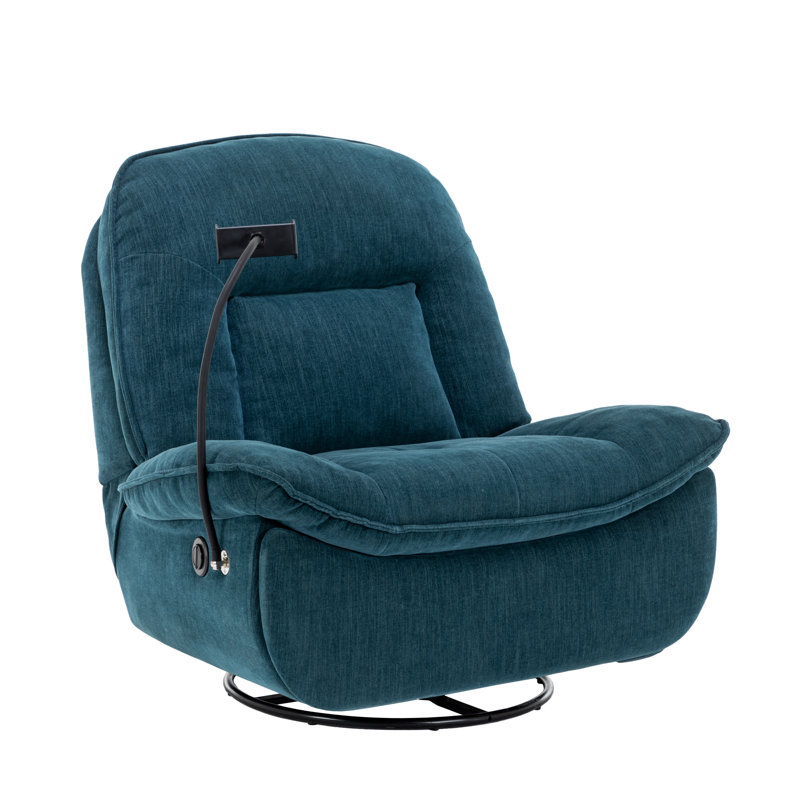 Betzabe Upholstered Swivel Recliner, Green Chenille