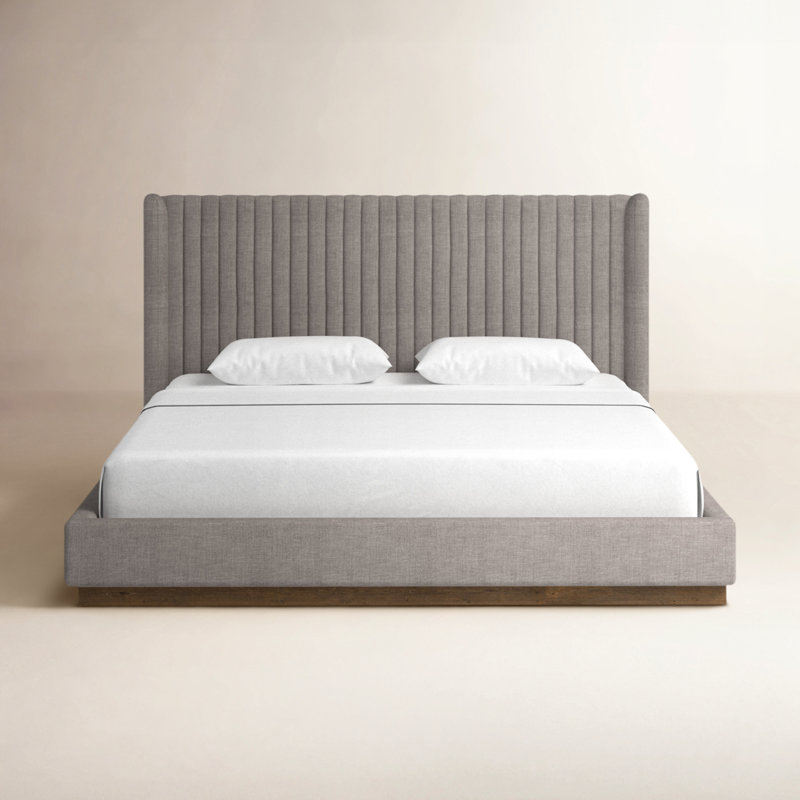 Lydia Upholstered Wingback Bed, King, Savile Flannel