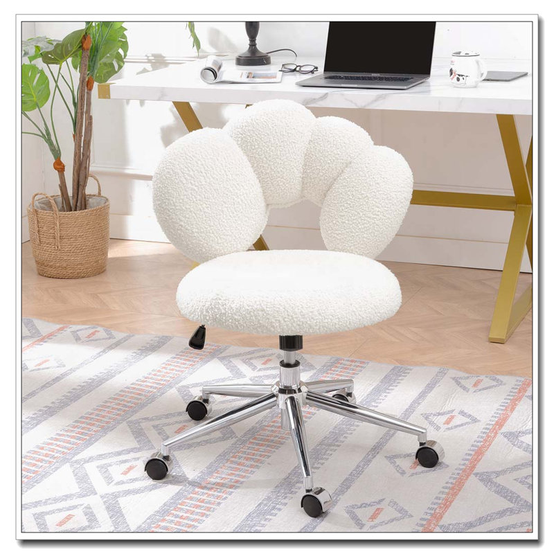 Chaise pivotante réglable en hauteur avec tissu en peluche
