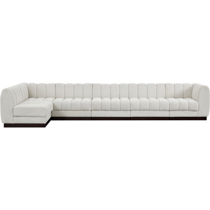 Canapé modulaire rembourré 6 pièces Quinn, Tissu chenille crème