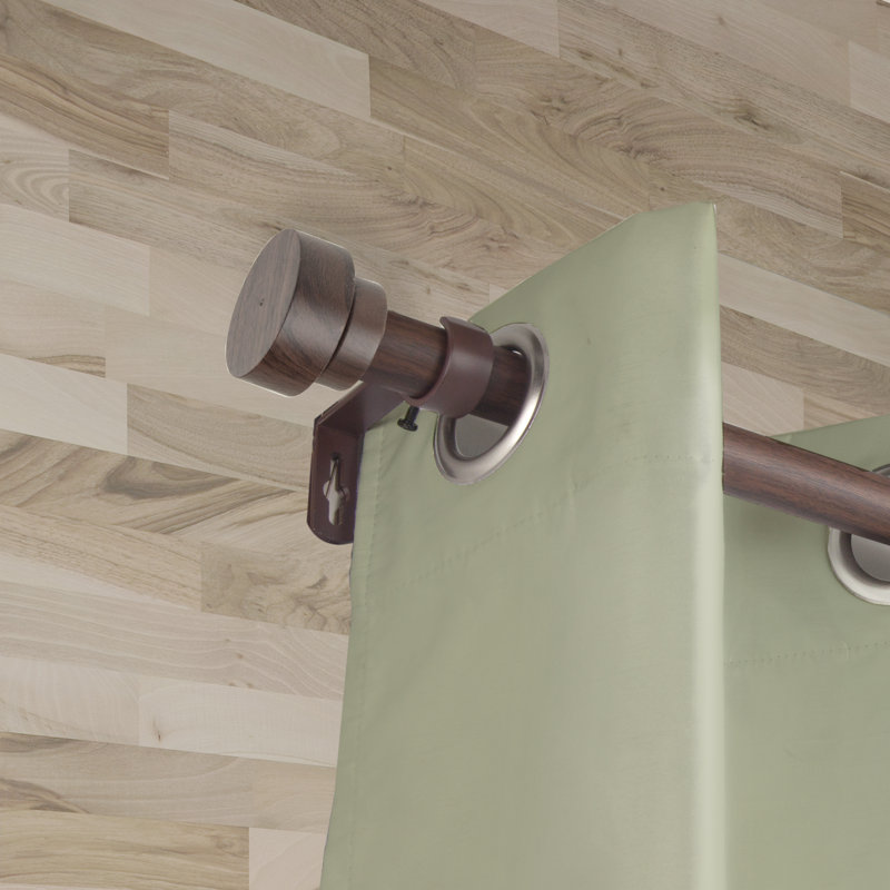 Tringle à rideaux simple en faux bois Abdulah, Noyer foncé, 28" - 48"