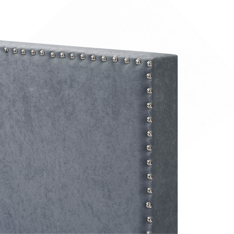Lit plateforme tapissier Luma, Gris, Grand lit