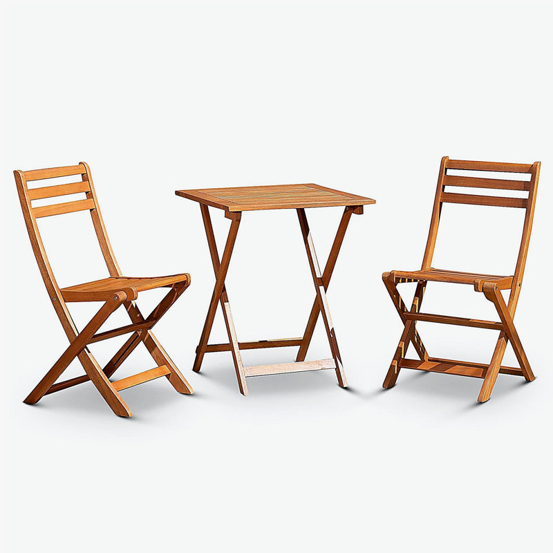 3-Piece Eucalyptus Bistro Set, Square, Natural Oil