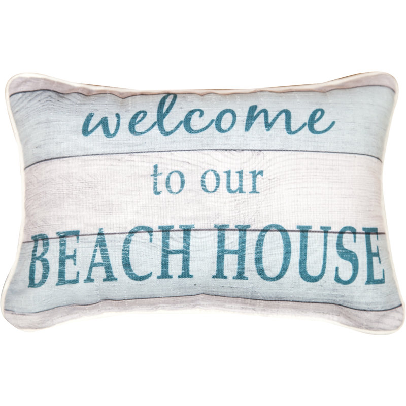 Coussin manuel en polyester 12,5 po x 8,5 po Welcome To Our Beach House