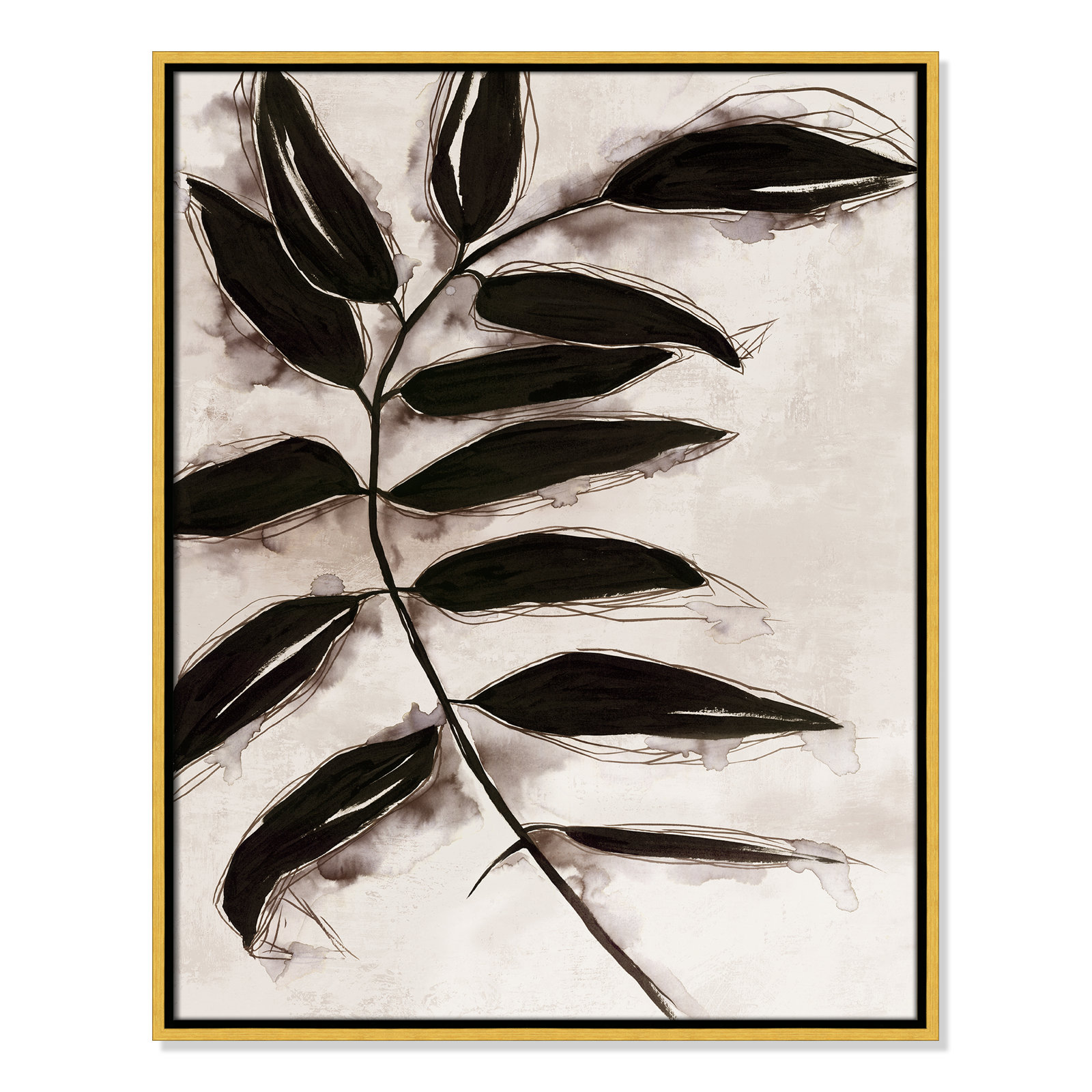 Leaves II by Eva Watts, 29.5" H x 23.5" W x 2" D, Gold Framed