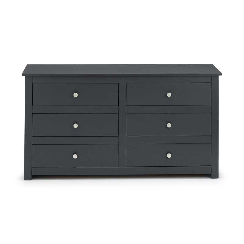 Payeur Solid Wood 140cm W 6 - Drawer Chest of Drawers, Anthracite