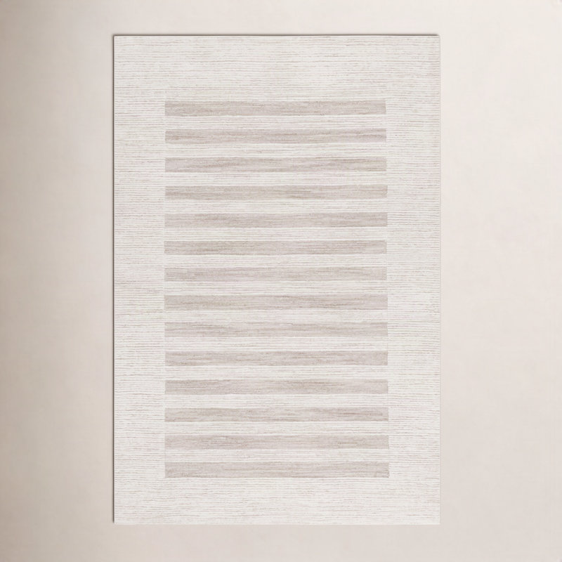Fonti Striped Hand-Tufted Wool Area Rug, Rectangle 6' x 9'