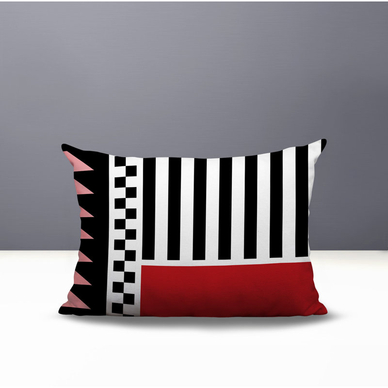 Oreiller rectangulaire réversible intérieur / extérieur Kaleido, Rectangulaire H 14 po x l 20 po, Rouge