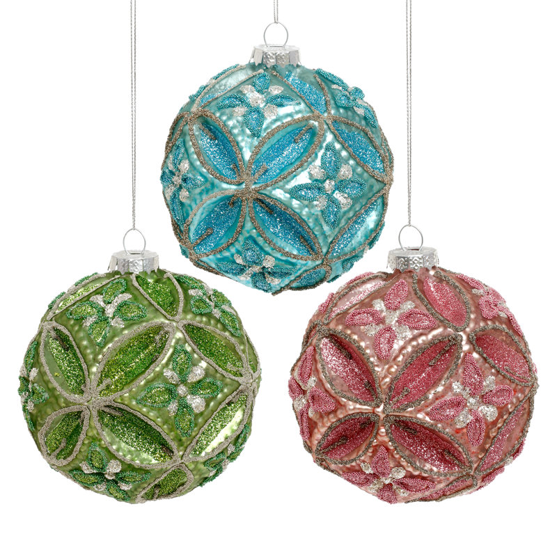 Ensemble de 6 poinsettia ornement scintillant poinsettia