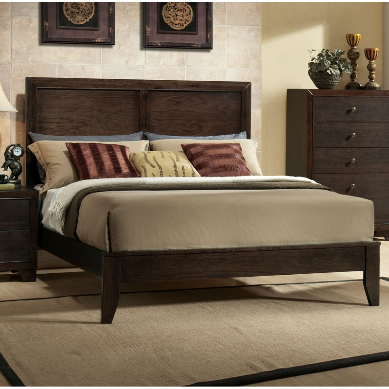 Aloyzas California King Bed with Tapered Leg in Espresso, Queen