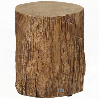 Tree Stump Stool Decorative Side Table with Round Tabletop and Wood Grain Finish for Indoors and Outdoors