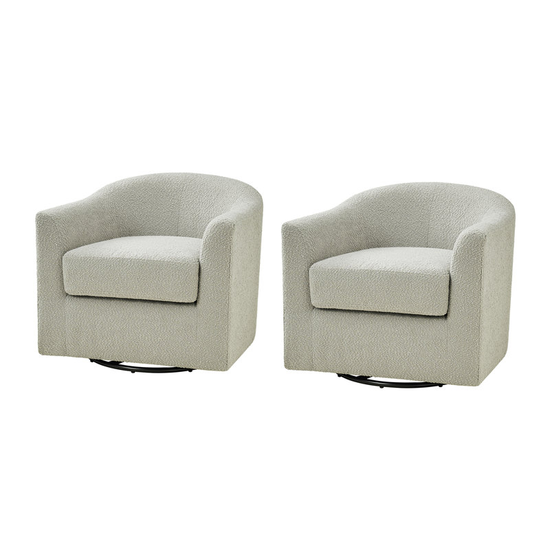 Ensemble de chaises demi-tonneau pivotantes rembourrées Miluse, Polyester gris