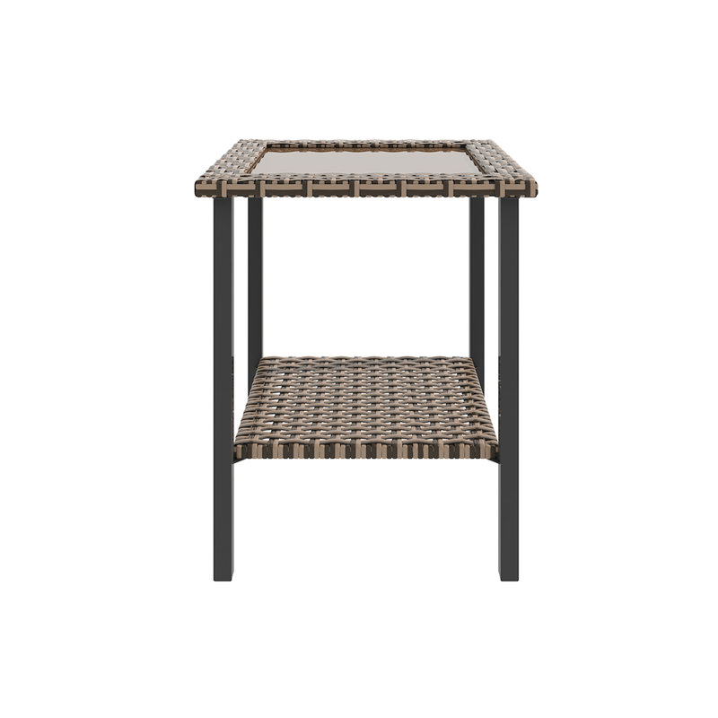 Outdoor Wicker Table with Glass Top