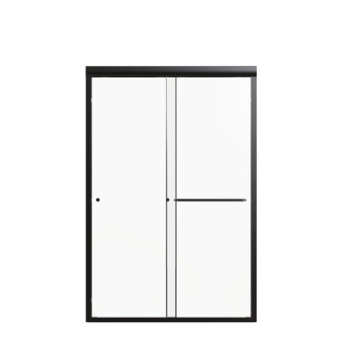 Semi- Shower Door, 48"W*72"H, 1/4" Tempered Glass, Matte Black, High Tensile Strength 44"-48"W Double Sliding 72"H, Bathroom Partition