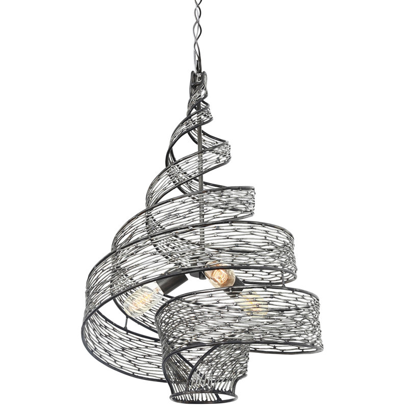 Flow 3-Light Twist Pendant - Steel, Steel, 27" H x 18" W x 18" D