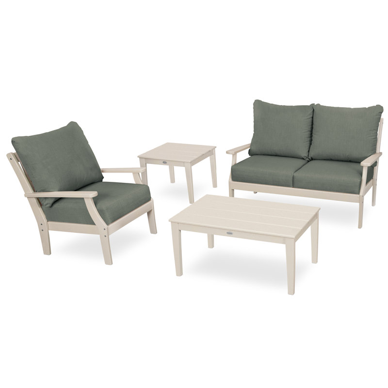 Braxton 4-Piece Deep Seating Set, Sand, Cast Sage