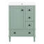 Meuble-lavabo de 24 pouces vert clair avec lavabo en céramique intégré, tablette à double couche, tiroirs à fermeture en douceur et porte d'armoire à fermeture en douceur