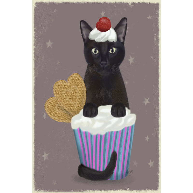 Petit chat noir, H 18 po x l 12 po x P 1,25 po