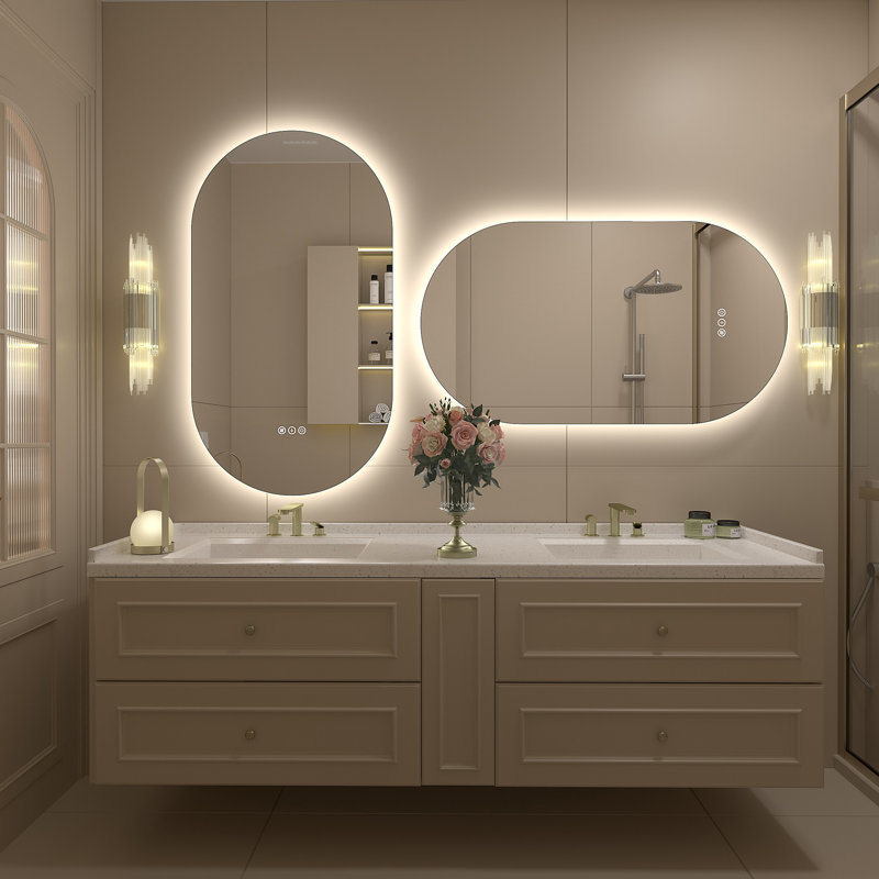 Miroir de salle de bain/coiffeuse Aevar en verre trempé anti-buée à  DEL certifié UL, avec garantie de 3 ans, 36" x 20"