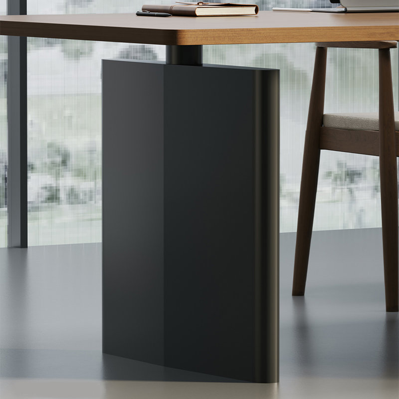 Table de conférence brun noyer + bois massif rectangulaire noir + acier au carbone, H 29,53 po x L 78,74 po x l 35,43 po