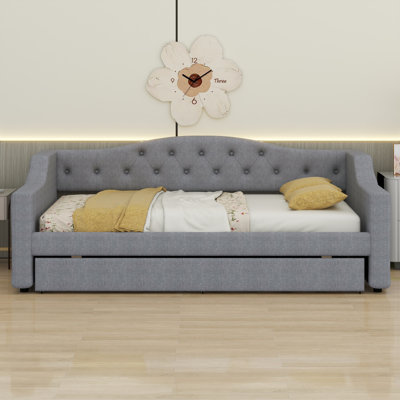 Upholstered Daybed With LED Belt And Trundle