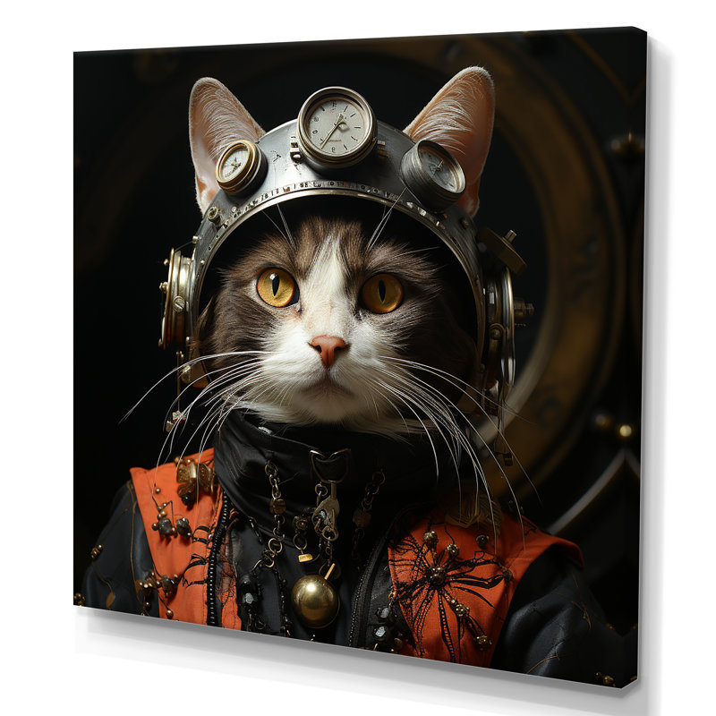 Chat de chasse - art mural chat, Toile tendue, H 36 po x l 36 po x P 1,5 po