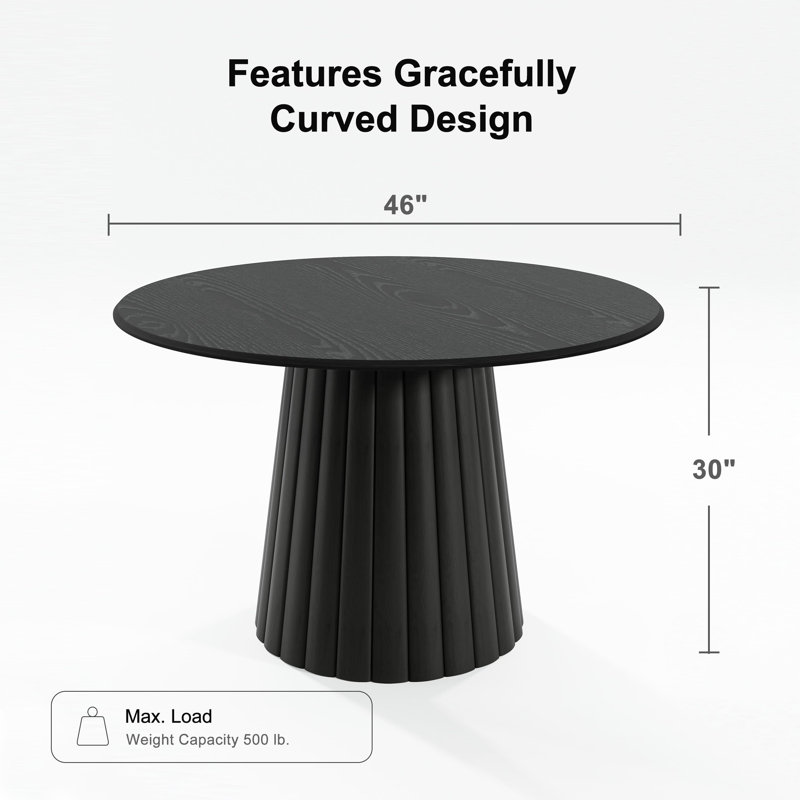 Table de salle à manger en bois massif, H 30 po x L 46 po x l 46 po, Black