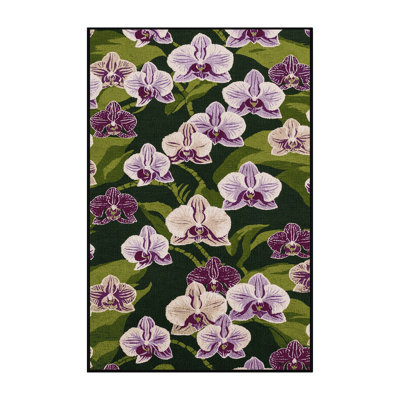 Washable Orchids Hawaiian Area Rug