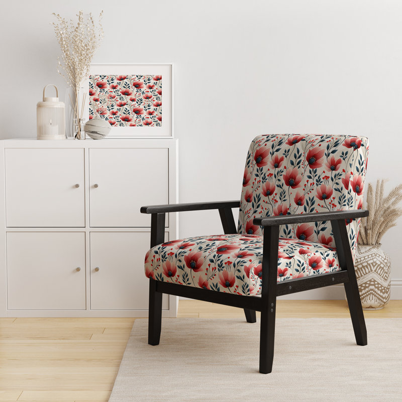 Fauteuil d'appoint rembourré Red Coastal Elegance