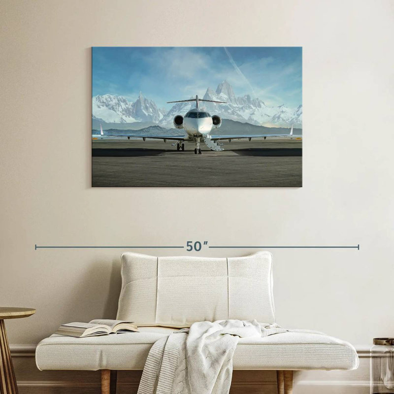 Mehar Snowy Mountains Private Jet, 26" H x 39" W
