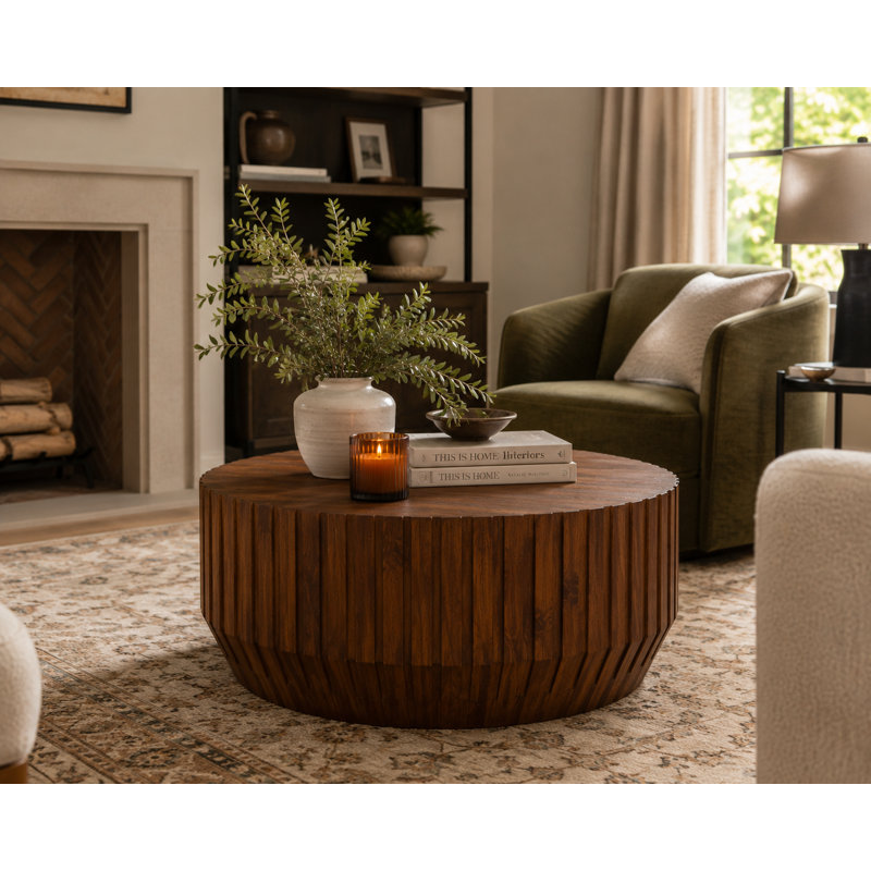 TABLE DE CAFÉ EN CAOUTCHOUC NOYER