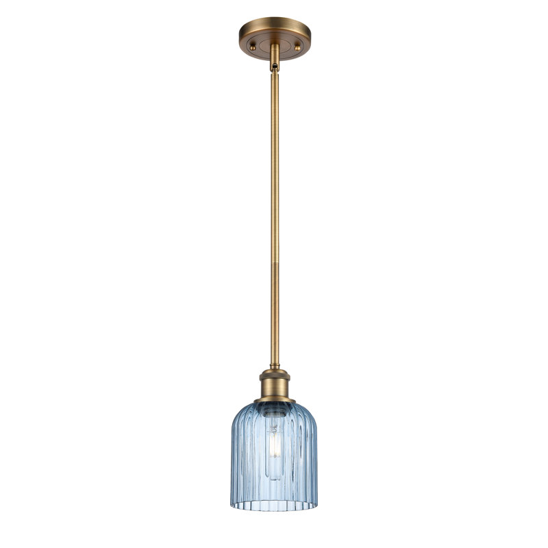 Luminaire suspendu 5 lumières Ballston Addeline, Laiton brossé, Bleu princesse