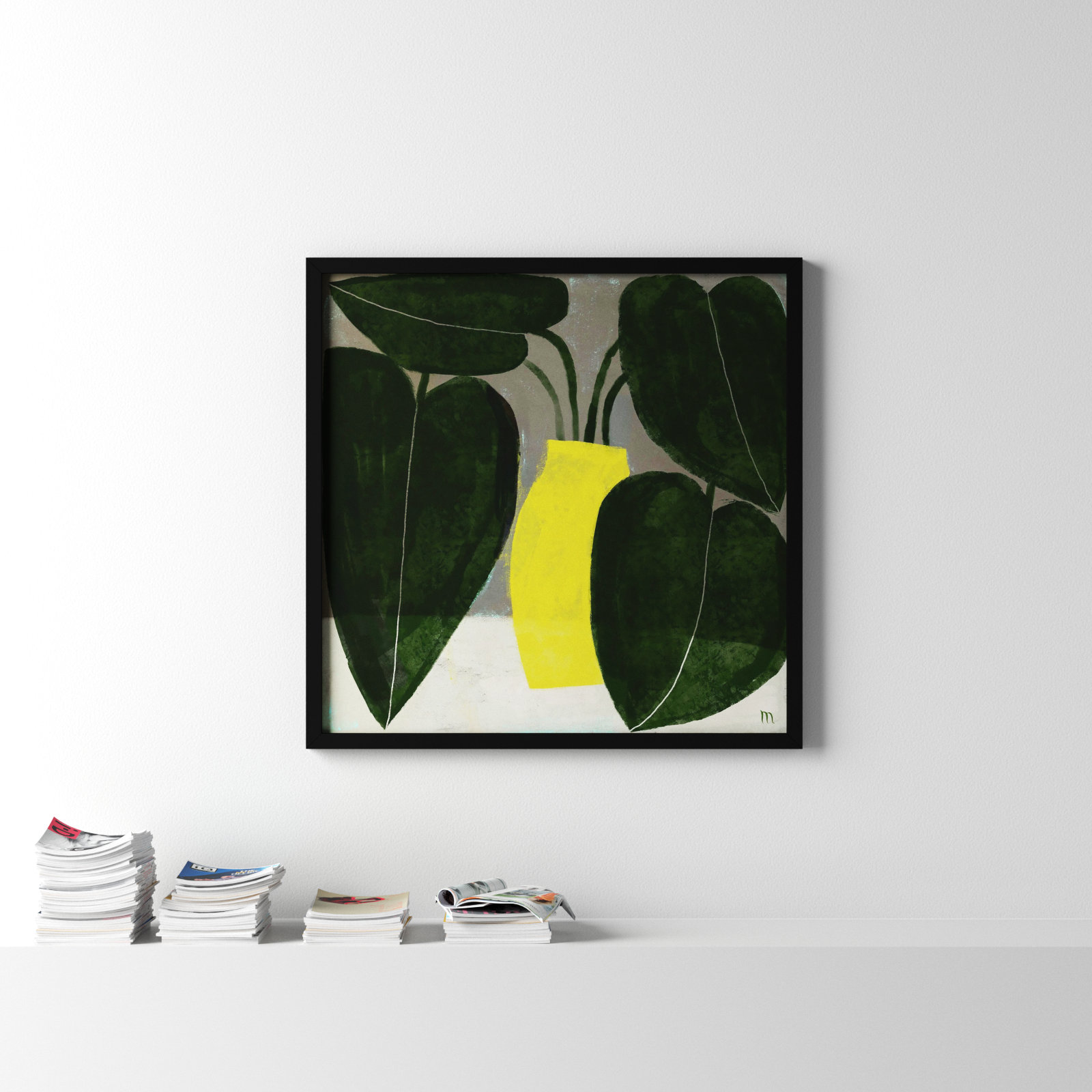 Plant "Plant No. 7" Painting, Black, 44" H x 44" W x 1.25" D