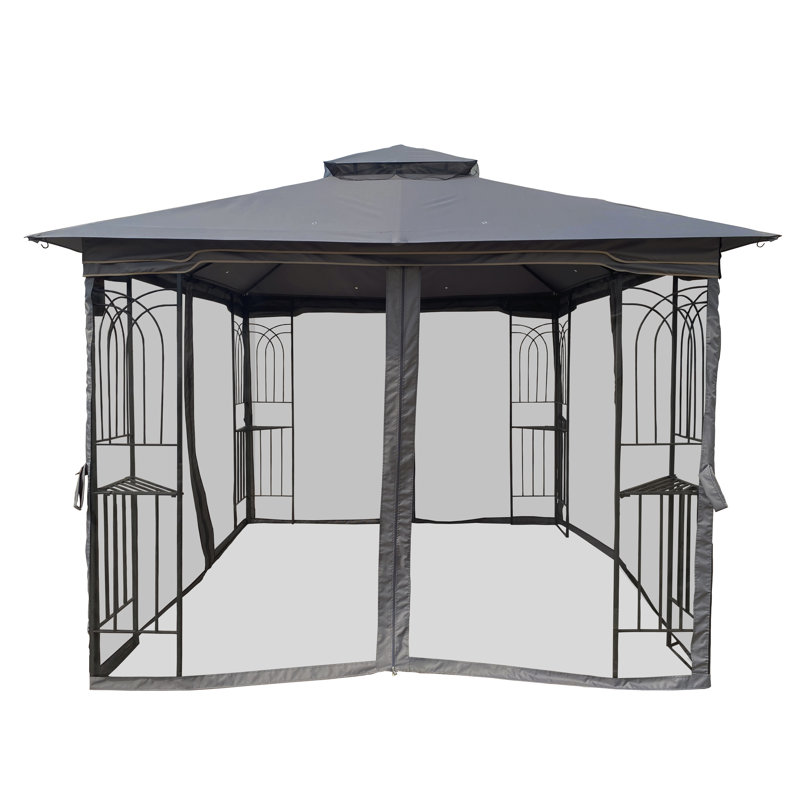 10x10 Outdoor Patio Gazebo Canopy Tent With Ventilated Double Roof And Mosquito net(Detachable Mesh Screen On All Sides), Suitable for