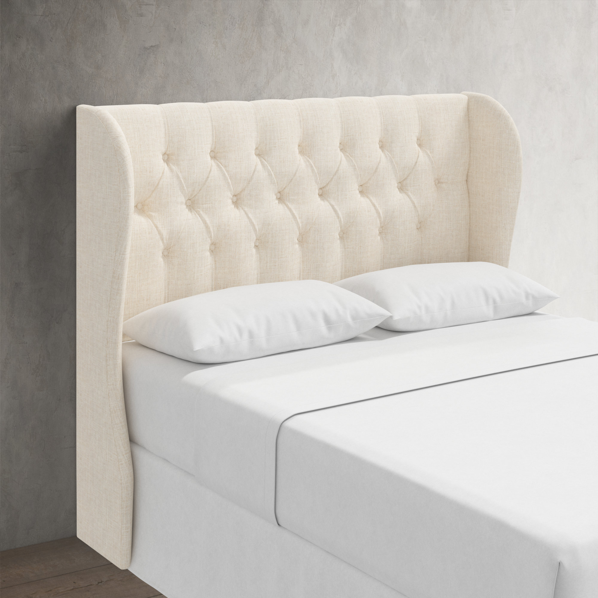 Tomey Upholstered Headboard, Twin, Zuma Pumice Textured Linen