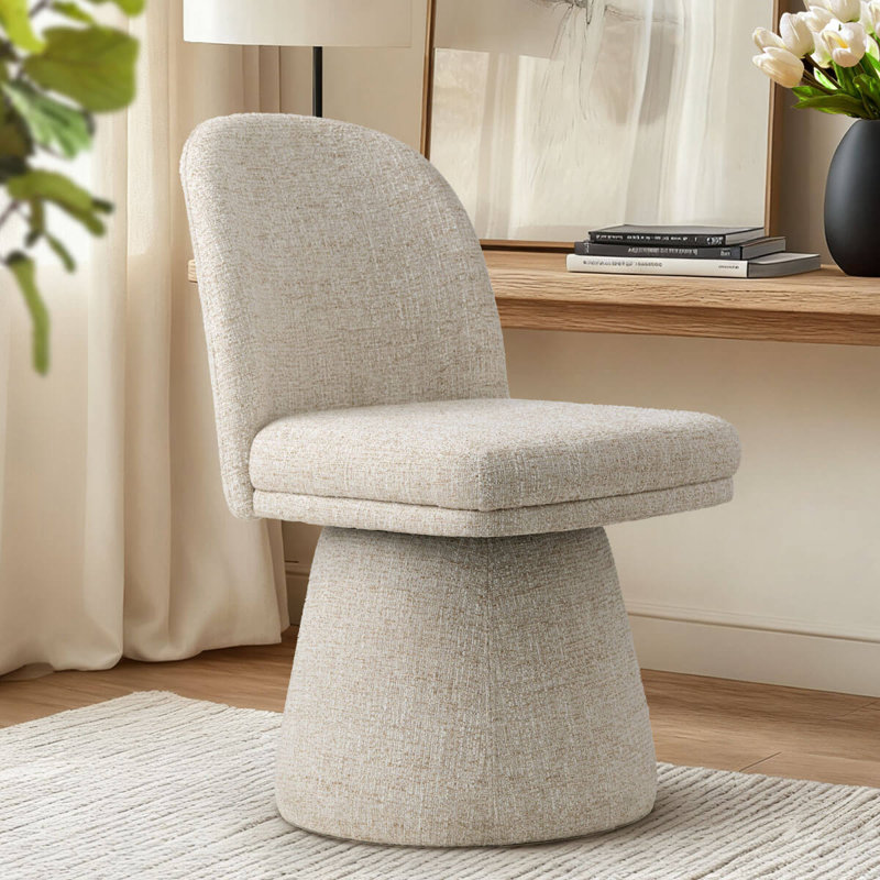 Upholstered 360°Swivel Vanity Chair - Oatmeal
