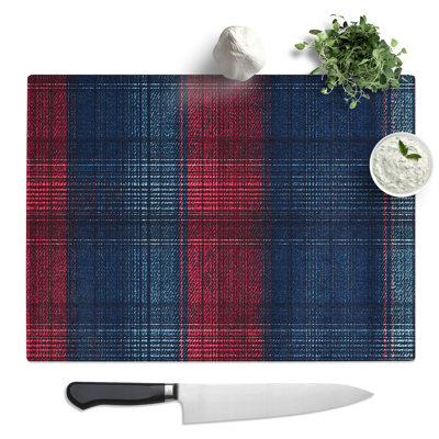 Tartan Pattern Vol.1  Glass Chopping Board