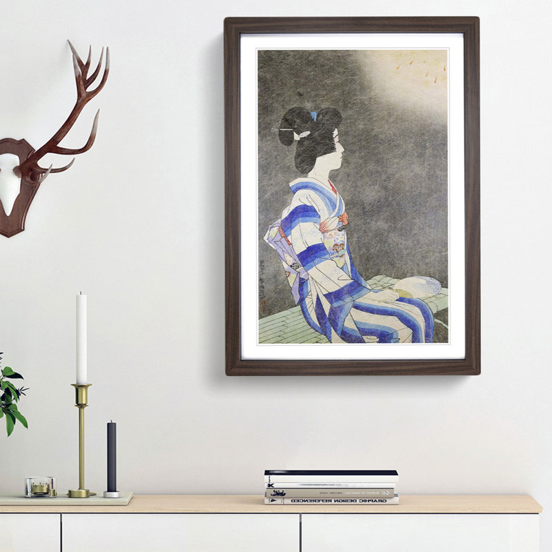 Fireworks by Ito Shinsui - Framed Print, 36cm H x 27cm W x 2cm D, Walnut Framed