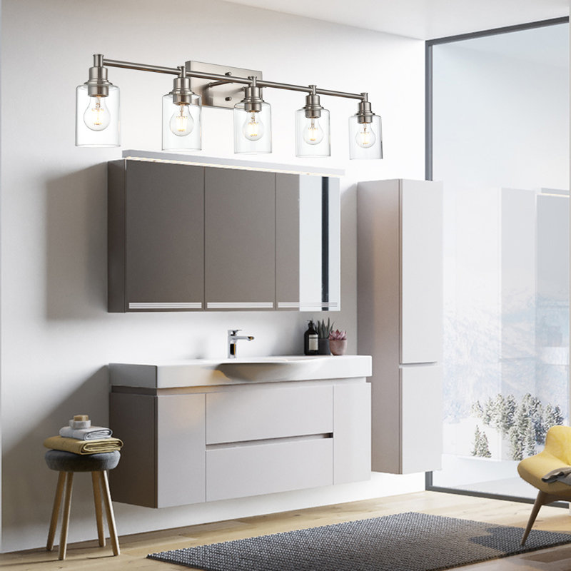 Éclairage de salle de bain à intensité variable 5 lumières Fayean, Nickel brossé