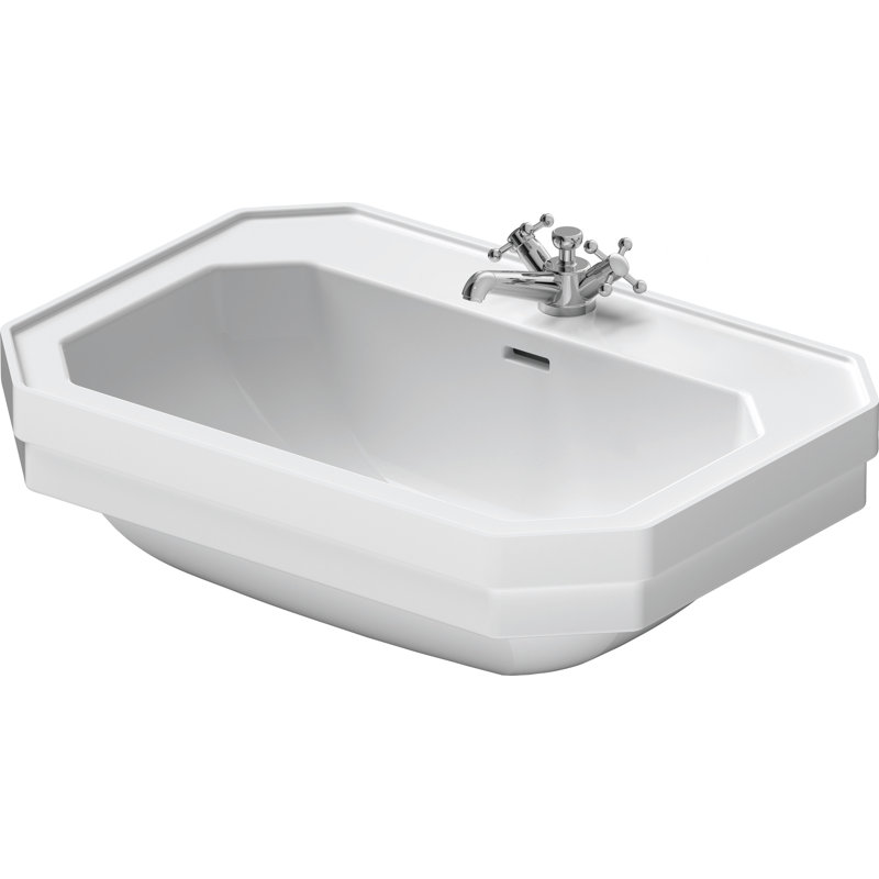Lavabo de salle de bain mural en céramique avec trop-plein 10 po Duravit 1930 Series, l 27,5 po x P 19,625 po, Simple