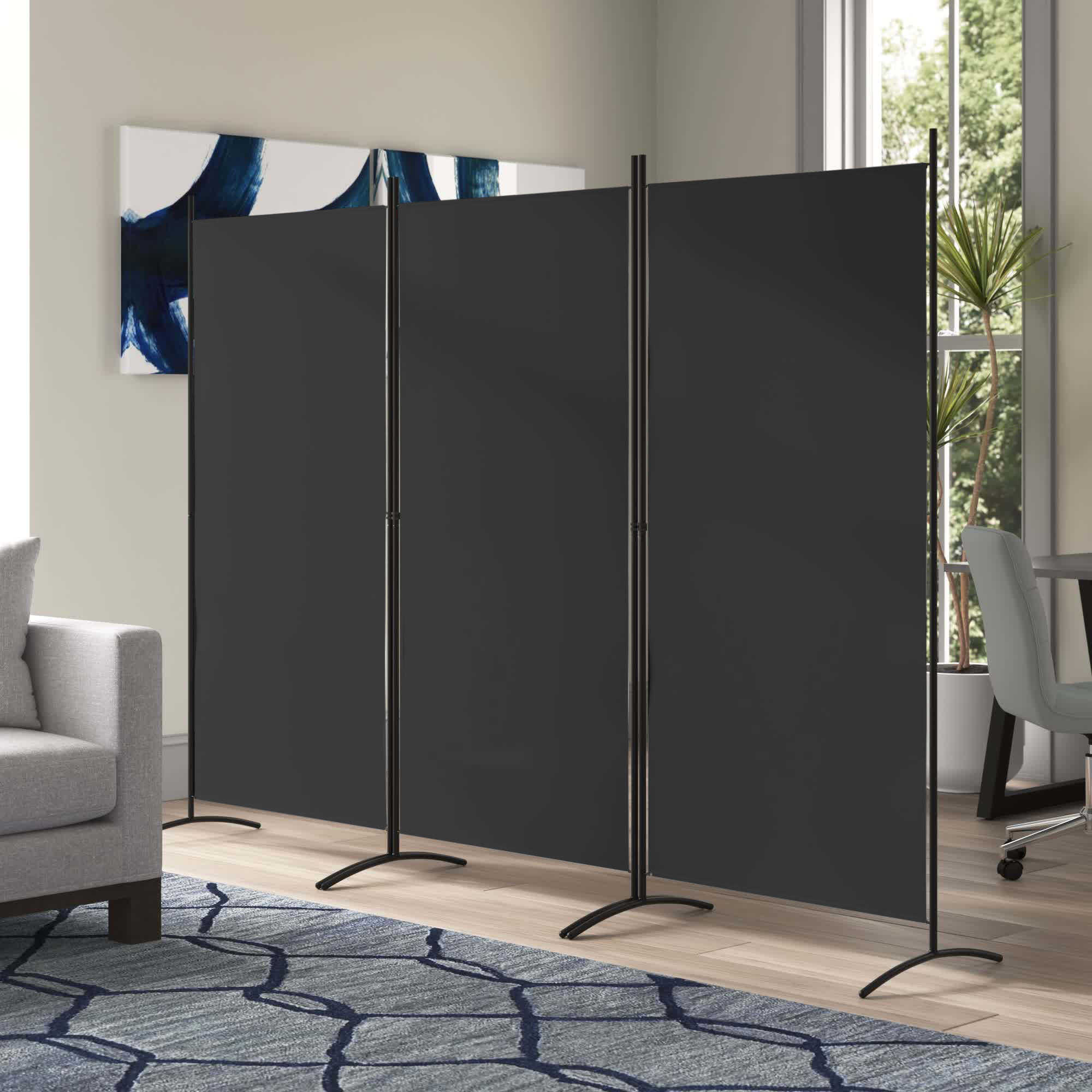 Wade Logan® Leveille 102.5'' W x 72'' H 3 - Panel Folding Room Divider ...