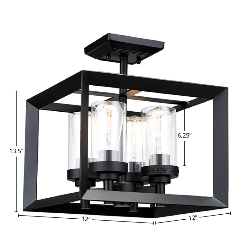 Nordland Glass Semi Flush Mount, Black